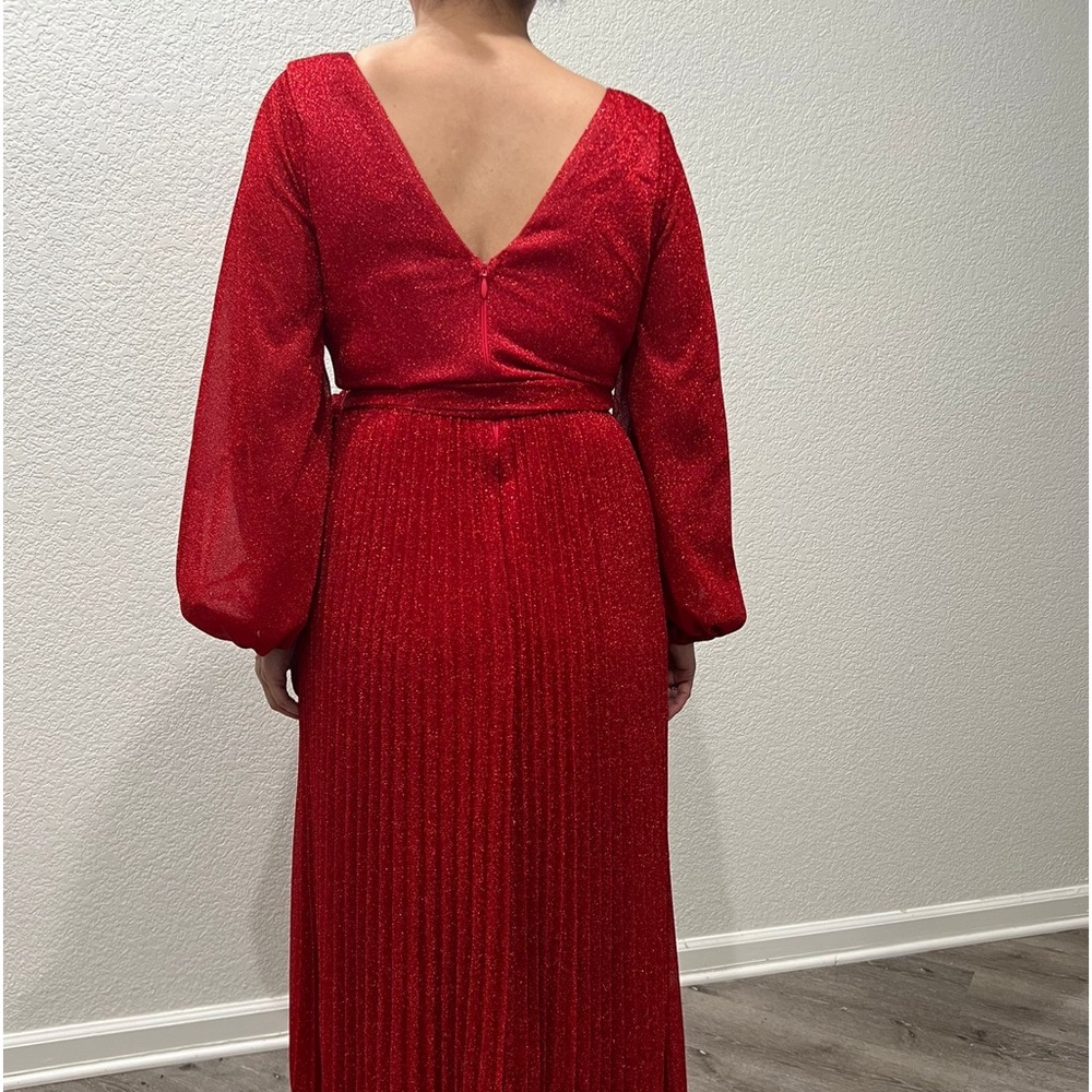Red Metallic Maxi Dress - Picture 2 of 4